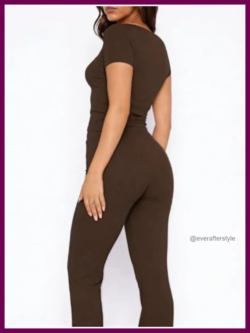 Ribbed Knit 2 Piece Pajama Set Short Sleeve Button Crop Top Flare Pants